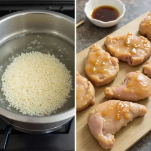 Préparation des nouilles de riz et marinades