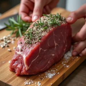 Frottez le jarret de bœuf avec du sel